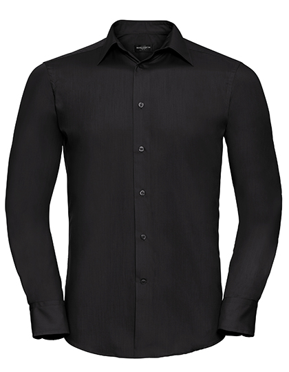 Tailliertes Popeline Hemd - Langarm in black