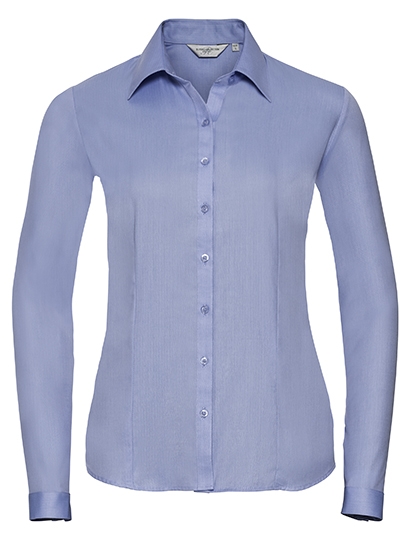 Taillierte Herringbone Langarm-Bluse